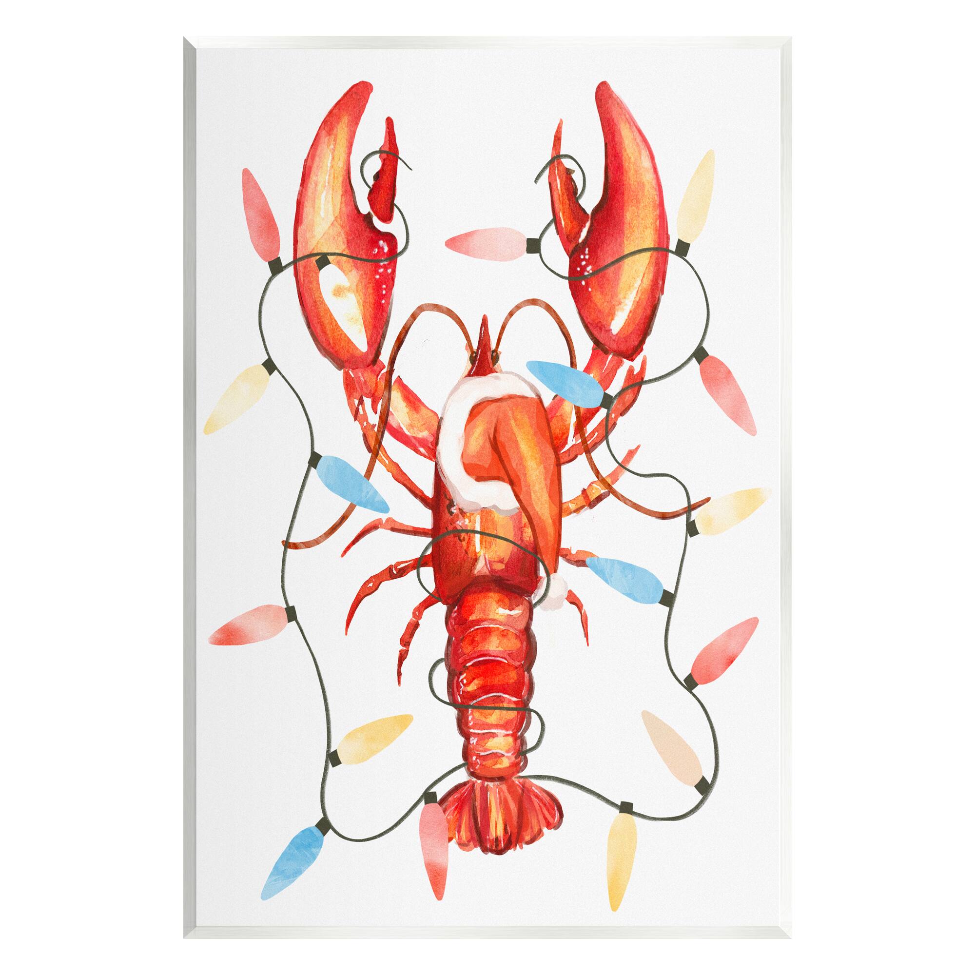 Stupell Industries Nautical Lobster Christmas Lights Wall Plaque Art
